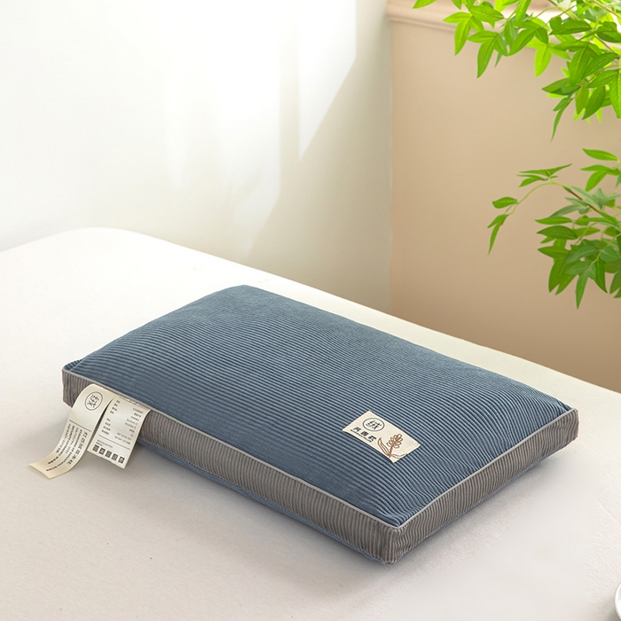 91家纺网 家纺一手货源 找家纺 枕之坊 2025新款灯芯绒荞麦壳护颈枕枕头枕芯 灯芯绒-蓝 30x50cm/只