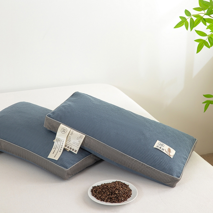 91家纺网 家纺一手货源 找家纺 枕之坊 2025新款灯芯绒荞麦壳护颈枕枕头枕芯 灯芯绒-蓝 30x50cm/只