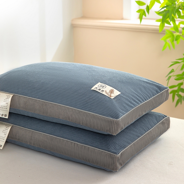 91家纺网 家纺一手货源 找家纺 枕之坊 2025新款灯芯绒荞麦壳护颈枕枕头枕芯 灯芯绒-蓝 30x50cm/只