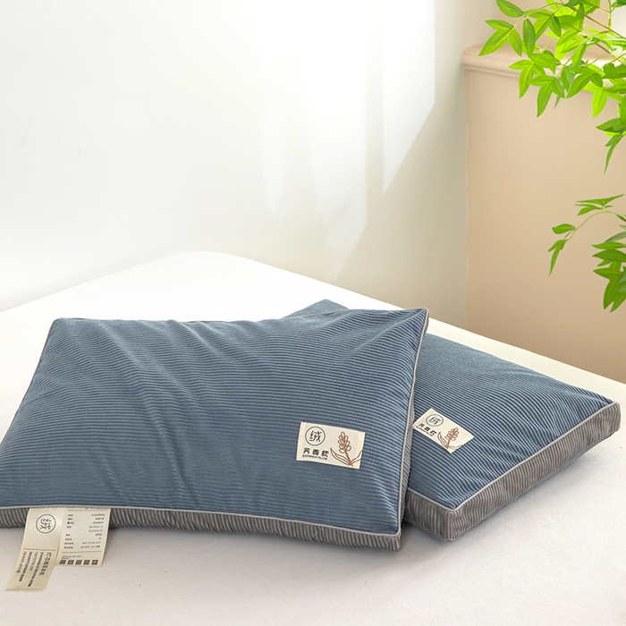 91家纺网 家纺一手货源 找家纺 枕之坊 2025新款灯芯绒荞麦壳护颈枕枕头枕芯 灯芯绒-蓝 30x50cm/只