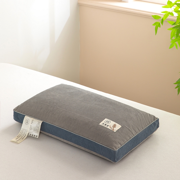 91家纺网 家纺一手货源 找家纺 枕之坊 2025新款灯芯绒荞麦壳护颈枕枕头枕芯 灯芯绒-灰 30x50cm/对