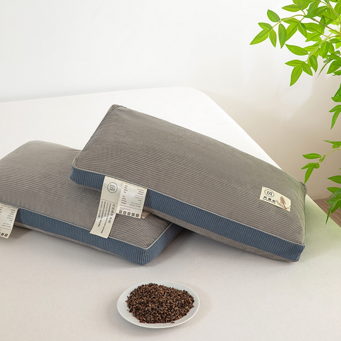 91家纺网 家纺一手货源 找家纺 枕之坊 2025新款灯芯绒荞麦壳护颈枕枕头枕芯 灯芯绒-灰 30x50cm/对