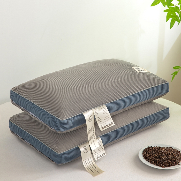 91家纺网 家纺一手货源 找家纺 枕之坊 2025新款灯芯绒荞麦壳护颈枕枕头枕芯 灯芯绒-灰 30x50cm/对