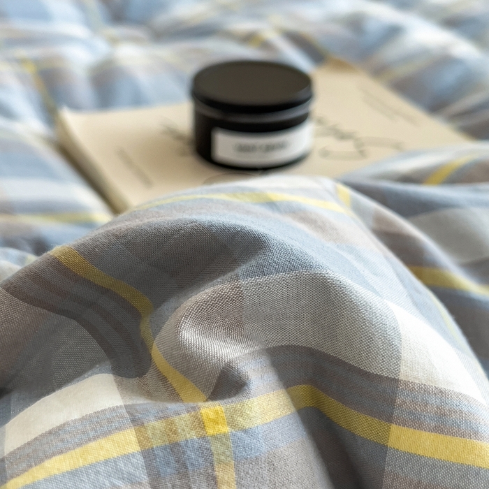 91家纺网 家纺一手货源 找家纺 宝士康家纺 2025新品10A抗菌无印风学生季春秋被/被芯/跨境/外贸 天蓝中格