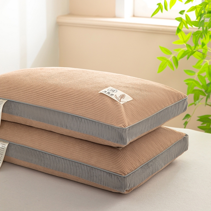 枕之坊 2025新款灯芯绒荞麦壳护颈枕枕头枕芯 灯芯绒-黄 30x50cm/对