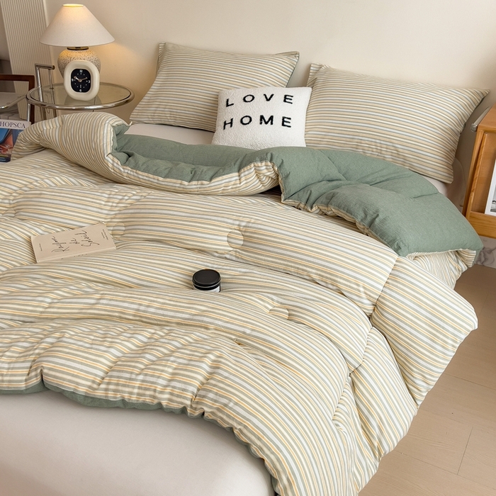 91家纺网 家纺一手货源 找家纺 宝士康家纺 2025新品10A抗菌无印风学生季春秋被/被芯/跨境/外贸 小绿条