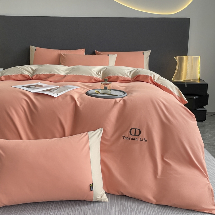 91家纺网 家纺一手货源 找家纺 （总）桃园 长绒棉纯棉不掉毛磨毛四件套-莫兰迪 高端礼盒