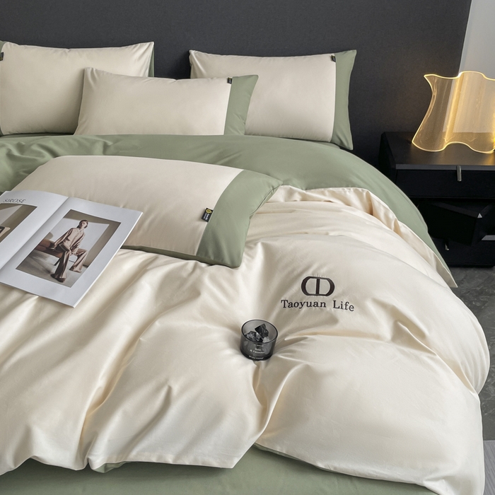 91家纺网 家纺一手货源 找家纺 （总）桃园 长绒棉纯棉不掉毛磨毛四件套-莫兰迪 高端礼盒