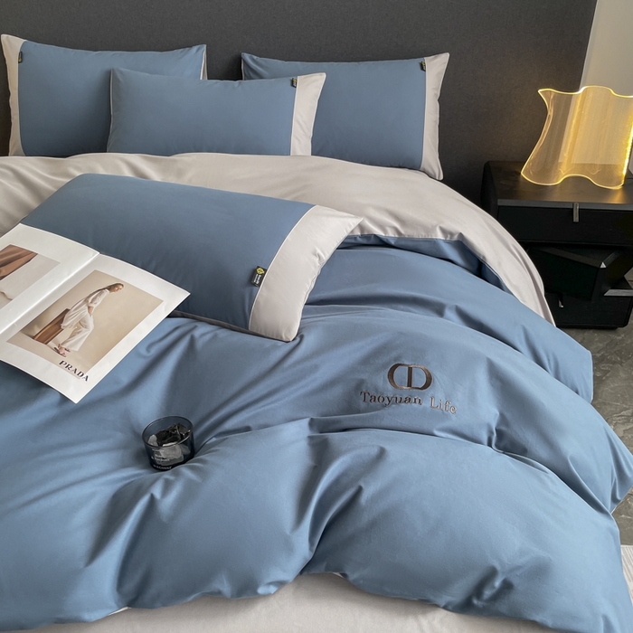 91家纺网 家纺一手货源 找家纺 （总）桃园 长绒棉纯棉不掉毛磨毛四件套-莫兰迪 高端礼盒