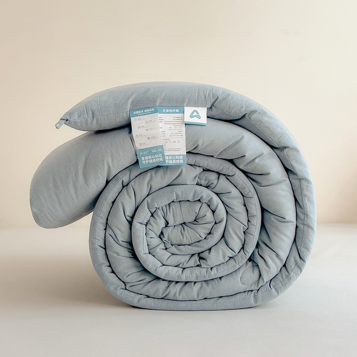 91家纺网 家纺一手货源 找家纺 宝士康家纺 2025新品10A抗菌无印风学生季春秋被/被芯/跨境/外贸 优雅蓝