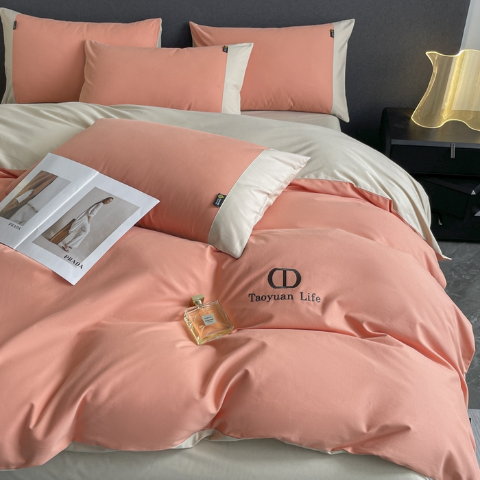 桃园 长绒棉纯棉不掉毛磨毛四件套-莫兰迪 高端礼盒 莫兰迪-爱玛橙