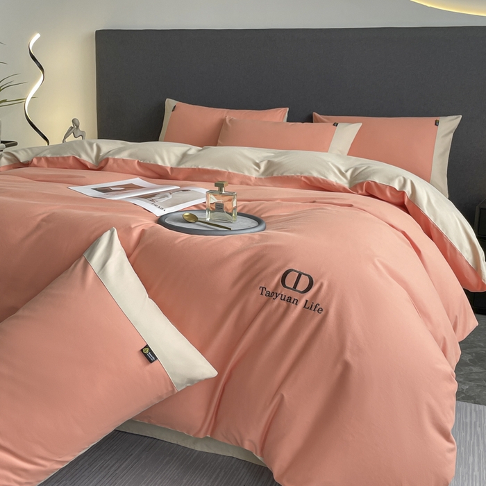 91家纺网 家纺一手货源 找家纺 桃园 长绒棉纯棉不掉毛磨毛四件套-莫兰迪 高端礼盒 莫兰迪-爱玛橙