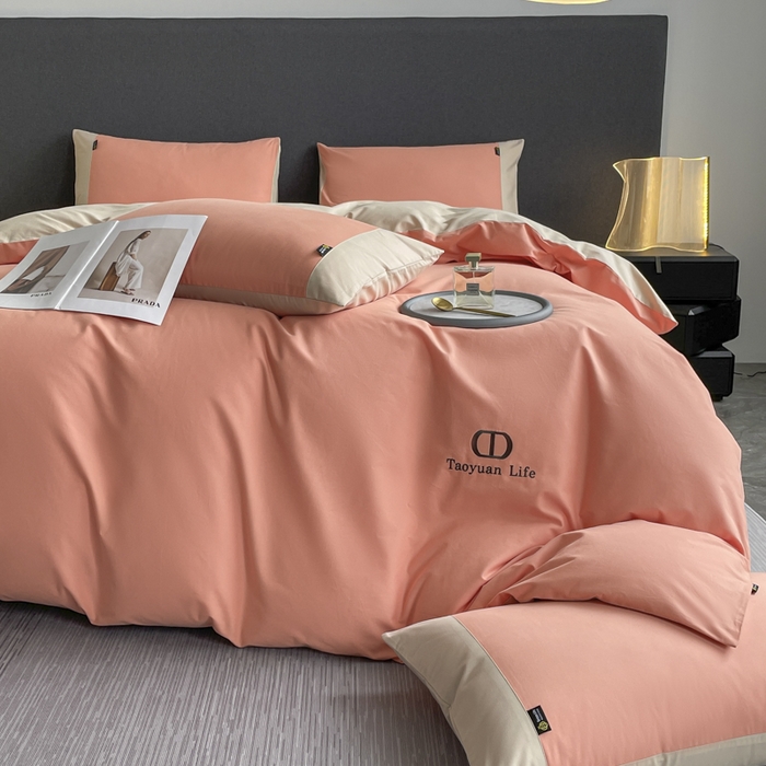 91家纺网 家纺一手货源 找家纺 桃园 长绒棉纯棉不掉毛磨毛四件套-莫兰迪 高端礼盒 莫兰迪-爱玛橙