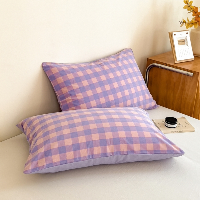 91家纺网 家纺一手货源 找家纺 宝士康家纺 2025新品10A抗菌无印风学生季春秋被/被芯/跨境/外贸 紫粉中格