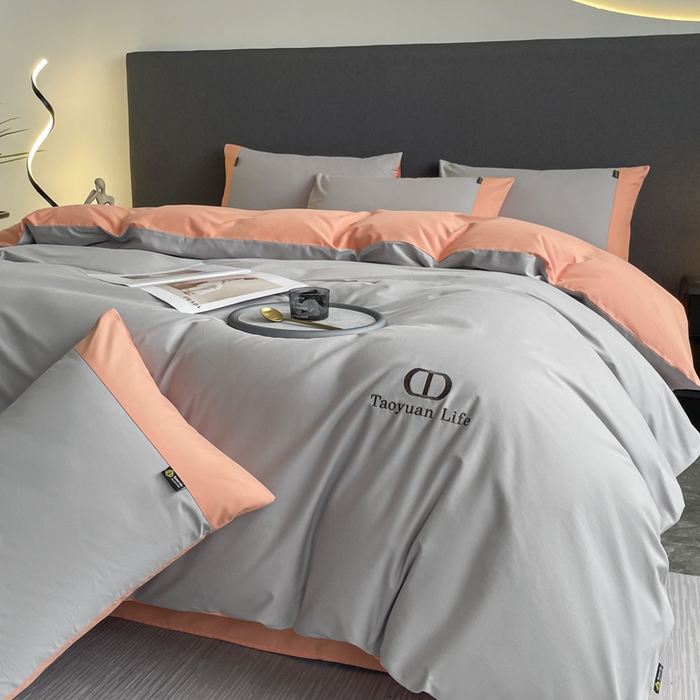 91家纺网 家纺一手货源 找家纺 桃园 长绒棉纯棉不掉毛磨毛四件套-莫兰迪 高端礼盒 莫兰迪-绅士灰