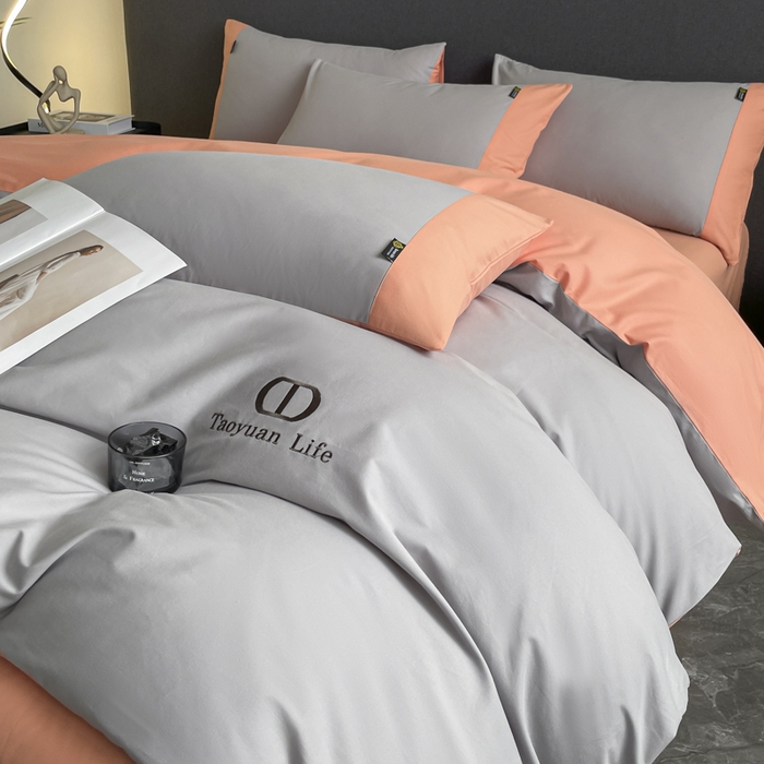 91家纺网 家纺一手货源 找家纺 桃园 长绒棉纯棉不掉毛磨毛四件套-莫兰迪 高端礼盒 莫兰迪-绅士灰