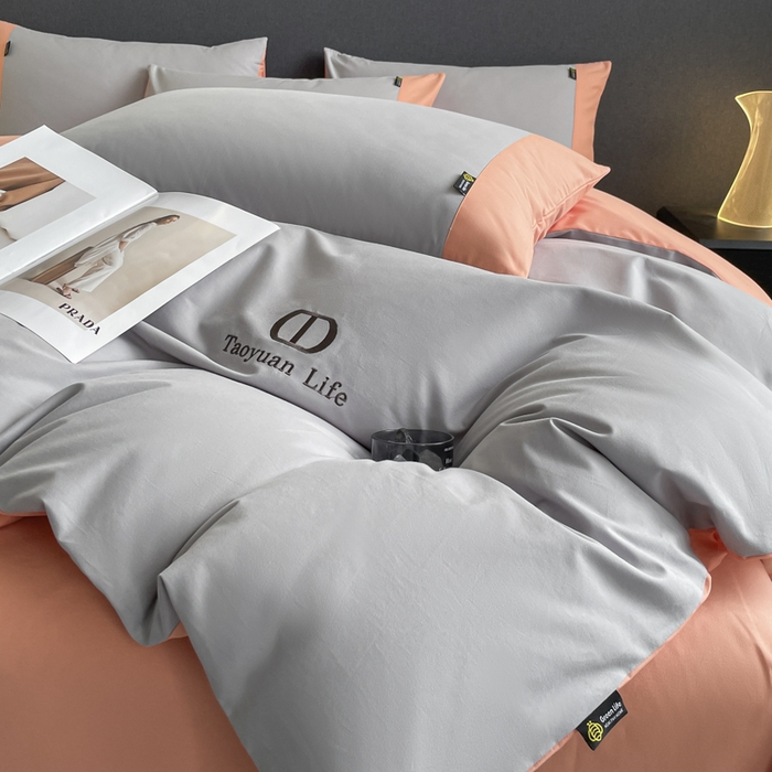 91家纺网 家纺一手货源 找家纺 桃园 长绒棉纯棉不掉毛磨毛四件套-莫兰迪 高端礼盒 莫兰迪-绅士灰