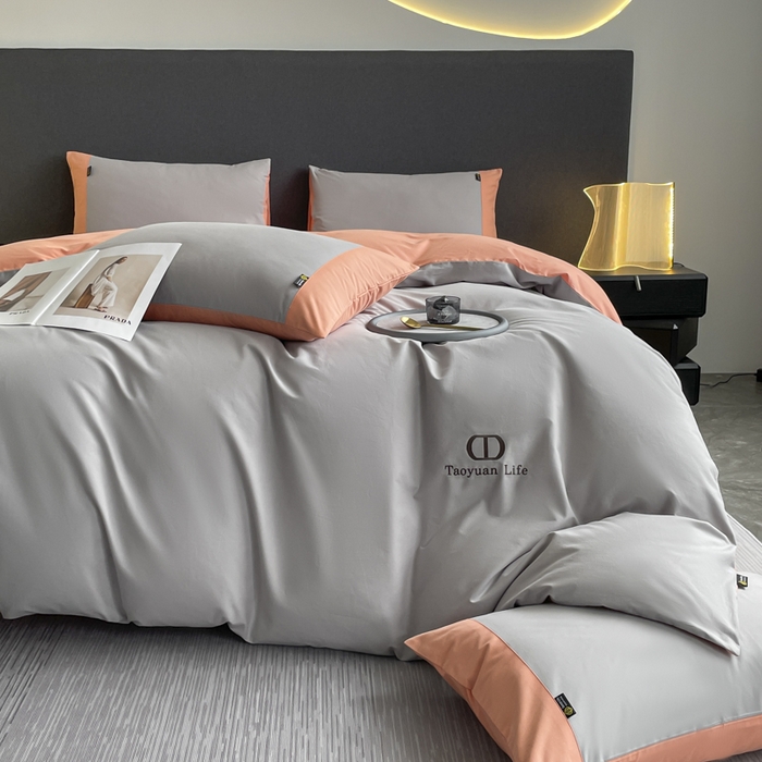 91家纺网 家纺一手货源 找家纺 桃园 长绒棉纯棉不掉毛磨毛四件套-莫兰迪 高端礼盒 莫兰迪-绅士灰