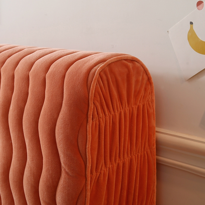 91家纺网 家纺一手货源 找家纺 怡源梦 2025新款亲肤舒适荷兰绒曲线床头罩 桔色