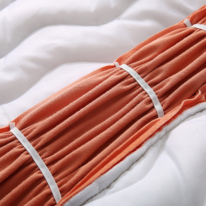 91家纺网 家纺一手货源 找家纺 怡源梦 2025新款亲肤舒适荷兰绒曲线床头罩 桔色