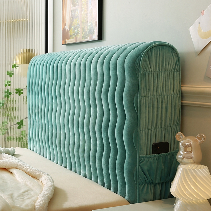 91家纺网 家纺一手货源 找家纺 怡源梦 2025新款亲肤舒适荷兰绒曲线床头罩 绿色