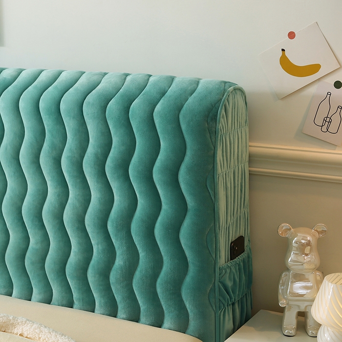 91家纺网 家纺一手货源 找家纺 怡源梦 2025新款亲肤舒适荷兰绒曲线床头罩 绿色