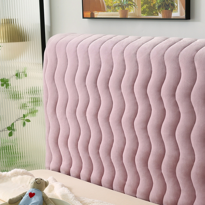 91家纺网 家纺一手货源 找家纺 怡源梦 2025新款亲肤舒适荷兰绒曲线床头罩 浅紫