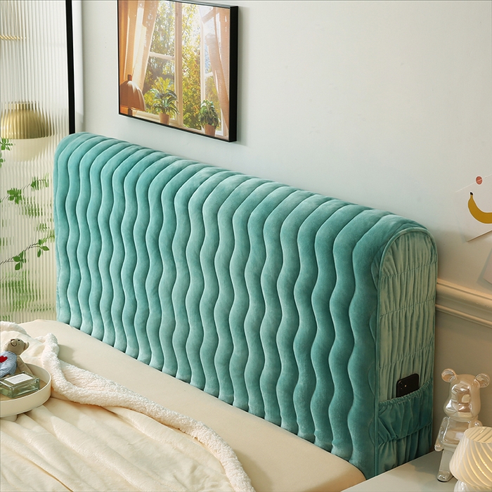 91家纺网 家纺一手货源 找家纺 怡源梦 2025新款亲肤舒适荷兰绒曲线床头罩 绿色