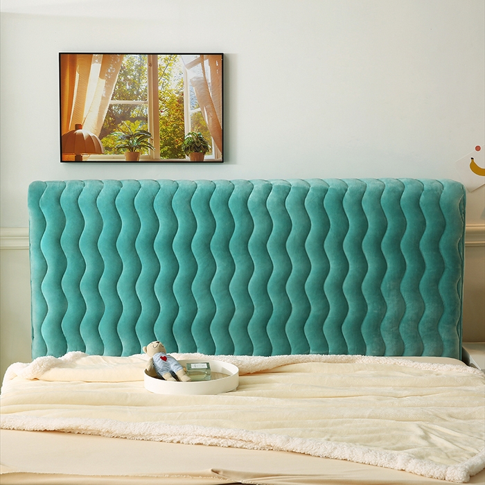 91家纺网 家纺一手货源 找家纺 怡源梦 2025新款亲肤舒适荷兰绒曲线床头罩 绿色