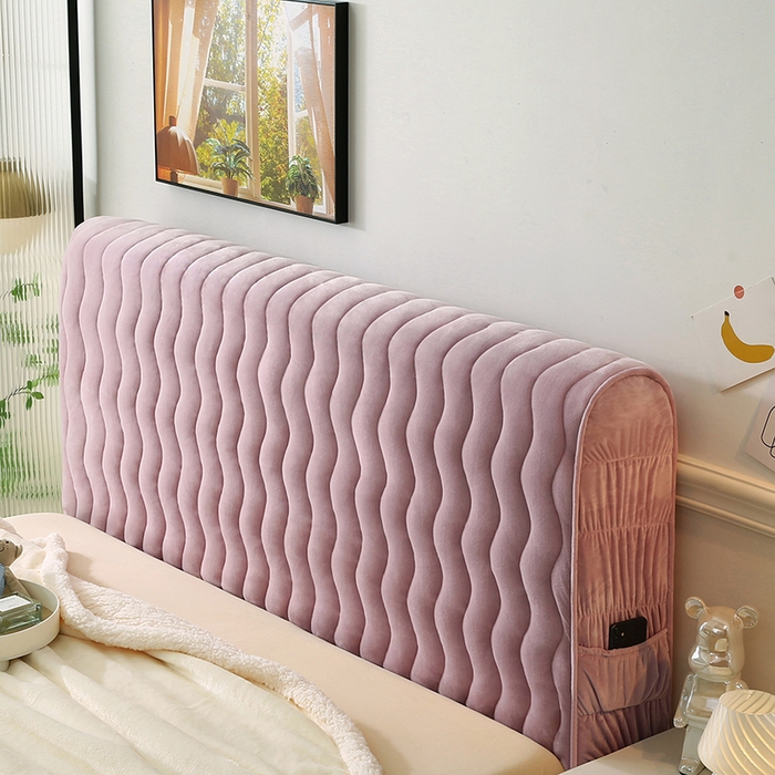 91家纺网 家纺一手货源 找家纺 怡源梦 2025新款亲肤舒适荷兰绒曲线床头罩 浅紫