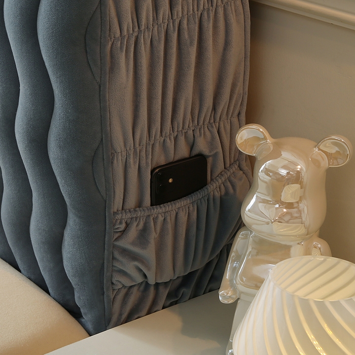 91家纺网 家纺一手货源 找家纺 怡源梦 2025新款亲肤舒适荷兰绒曲线床头罩 灰蓝