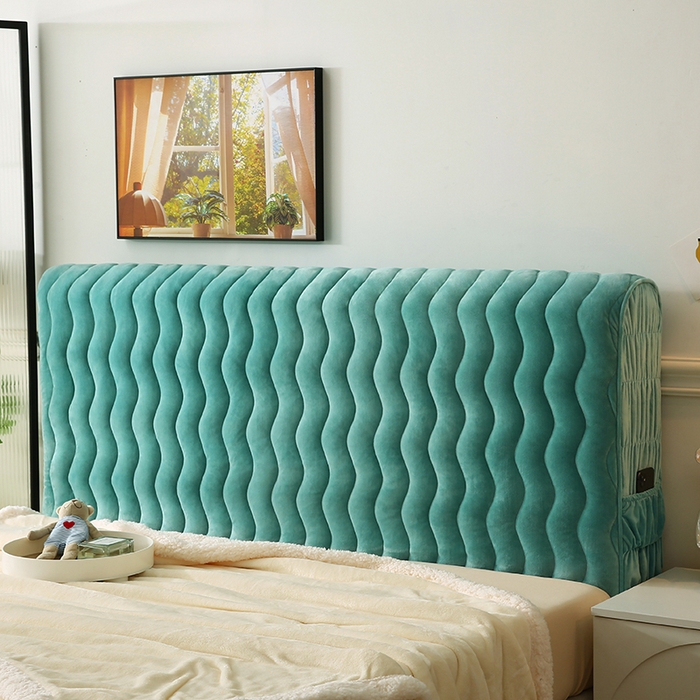 91家纺网 家纺一手货源 找家纺 怡源梦 2025新款亲肤舒适荷兰绒曲线床头罩 绿色