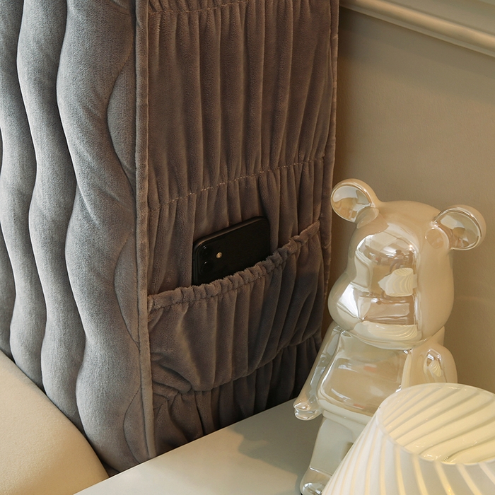 91家纺网 家纺一手货源 找家纺 怡源梦 2025新款亲肤舒适荷兰绒曲线床头罩 浅灰