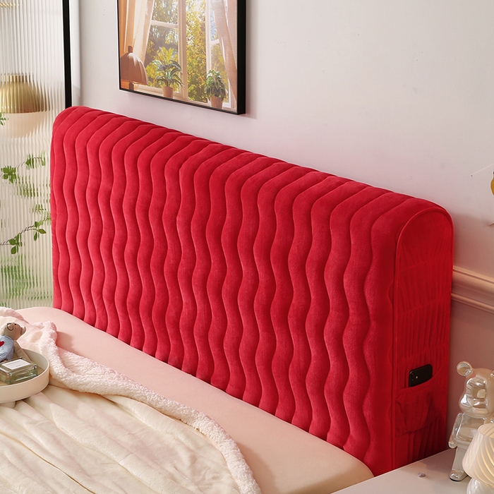 91家纺网 家纺一手货源 找家纺 怡源梦 2025新款亲肤舒适荷兰绒曲线床头罩 大红