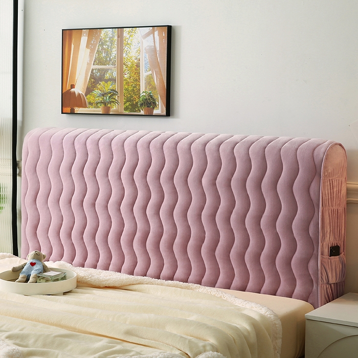 91家纺网 家纺一手货源 找家纺 怡源梦 2025新款亲肤舒适荷兰绒曲线床头罩 浅紫