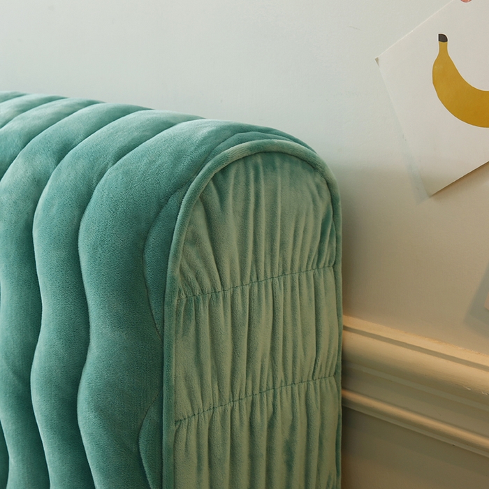 91家纺网 家纺一手货源 找家纺 怡源梦 2025新款亲肤舒适荷兰绒曲线床头罩 绿色