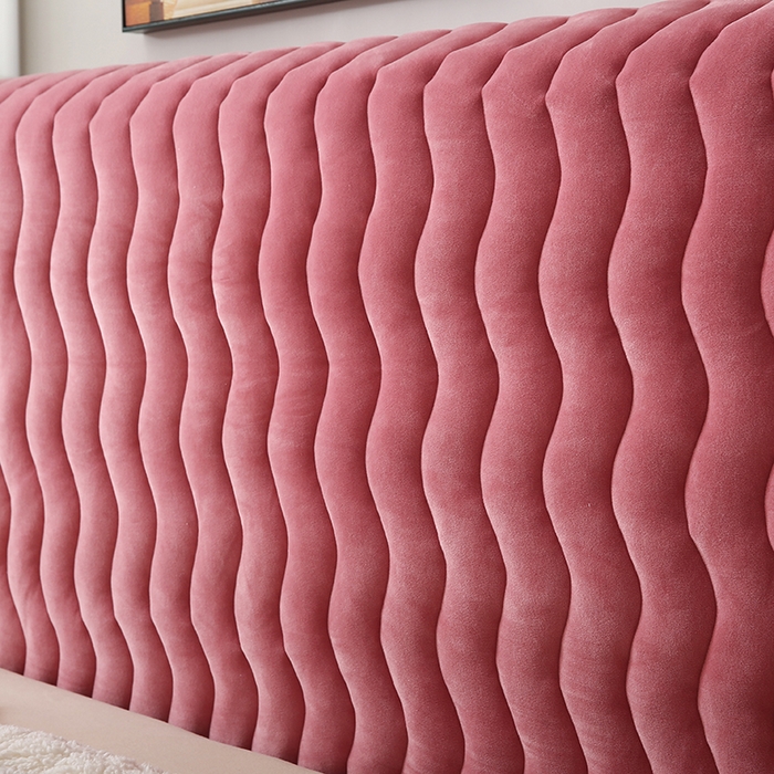 91家纺网 家纺一手货源 找家纺 怡源梦 2025新款亲肤舒适荷兰绒曲线床头罩 豆沙