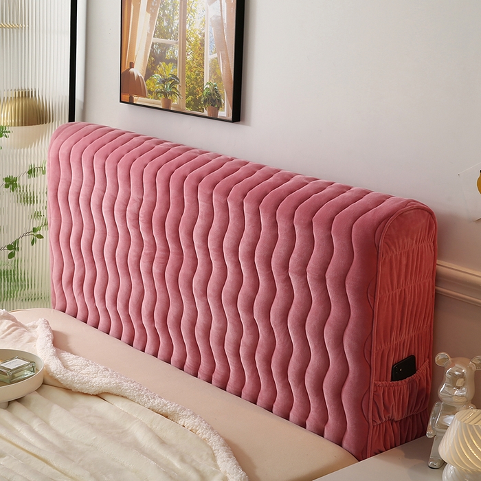 91家纺网 家纺一手货源 找家纺 怡源梦 2025新款亲肤舒适荷兰绒曲线床头罩 豆沙