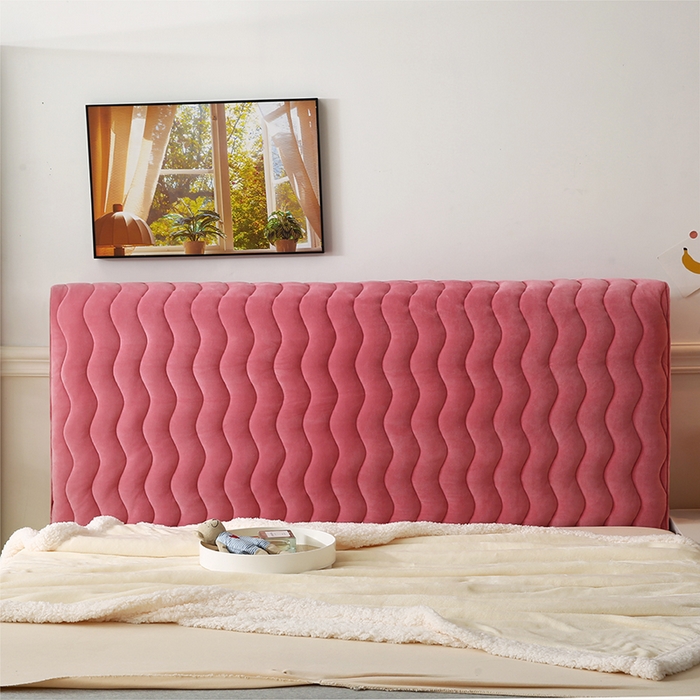 91家纺网 家纺一手货源 找家纺 怡源梦 2025新款亲肤舒适荷兰绒曲线床头罩 豆沙