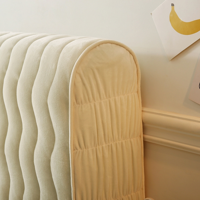 91家纺网 家纺一手货源 找家纺 怡源梦 2025新款亲肤舒适荷兰绒曲线床头罩 米白