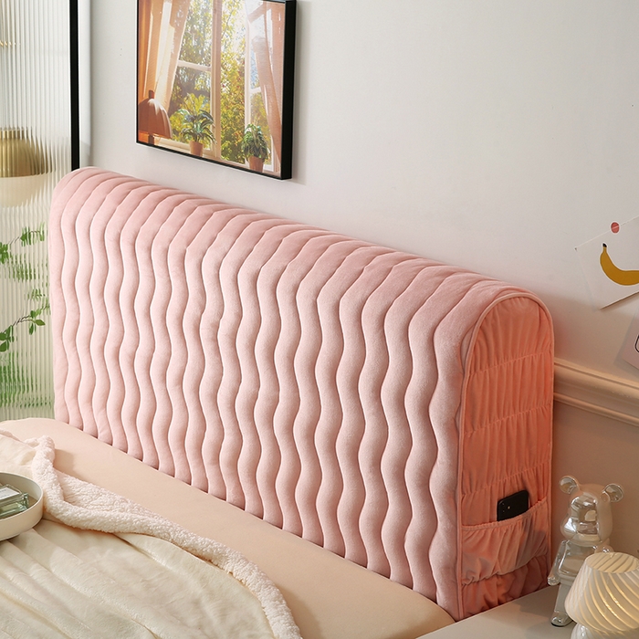 91家纺网 家纺一手货源 找家纺 怡源梦 2025新款亲肤舒适荷兰绒曲线床头罩 玉粉