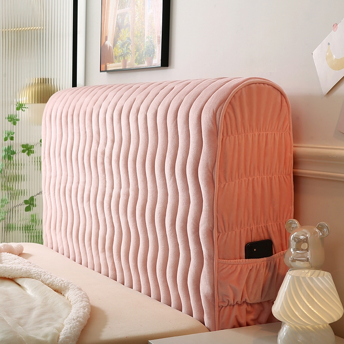 91家纺网 家纺一手货源 找家纺 怡源梦 2025新款亲肤舒适荷兰绒曲线床头罩 玉粉