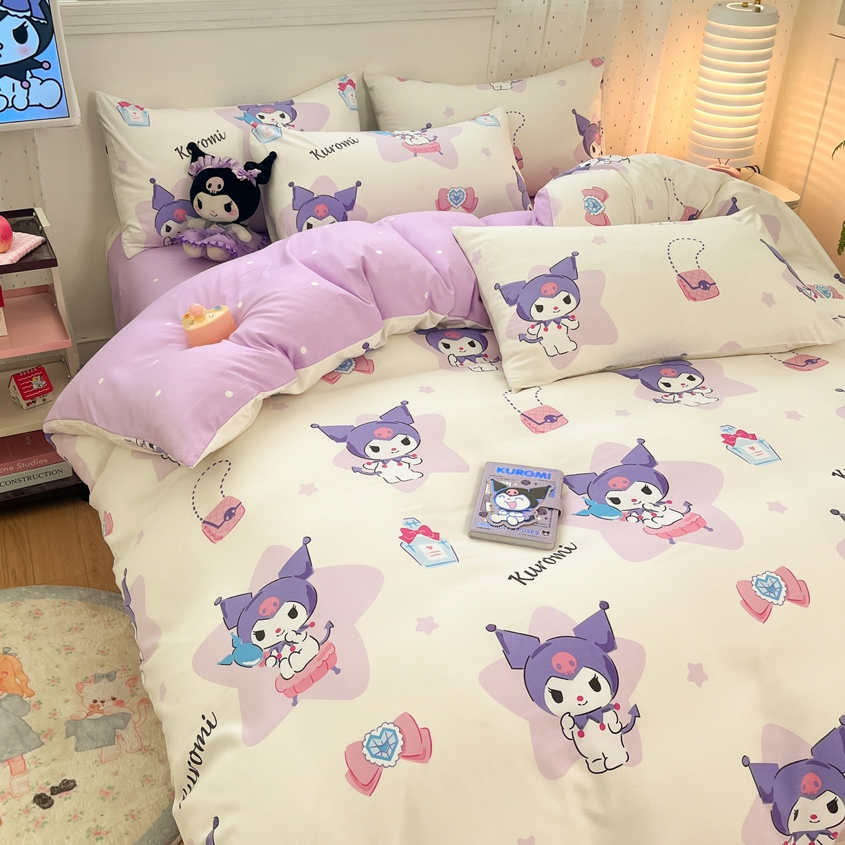 91家纺网 家纺一手货源 找家纺 海岛哥哥 2025学生季新款超柔云朵棉正版三丽鸥四件套第二批-大床图 三丽鸥-五星库洛米