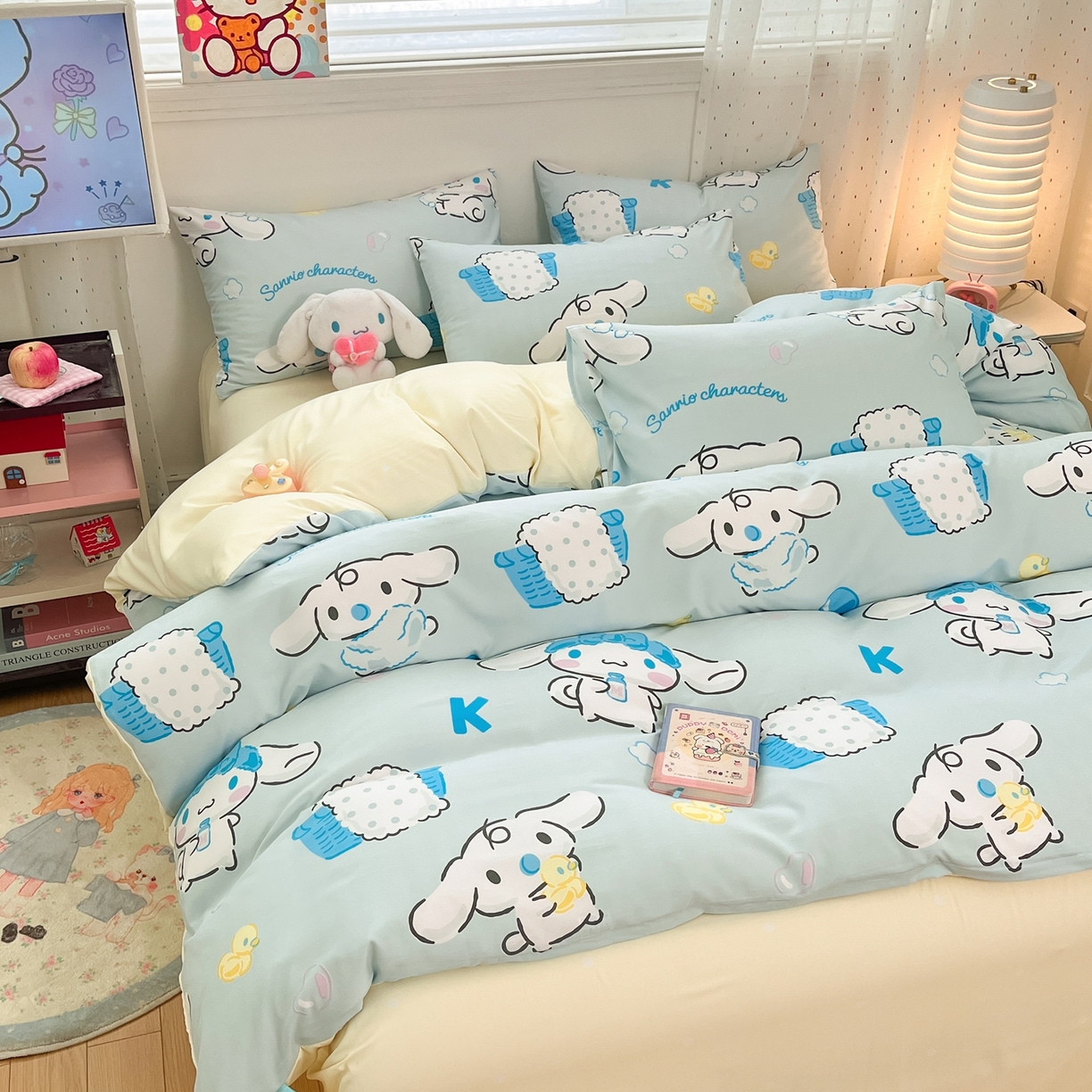 91家纺网 家纺一手货源 找家纺 海岛哥哥 2025学生季新款超柔云朵棉正版三丽鸥四件套第二批-大床图 三丽鸥-泡泡玉桂狗