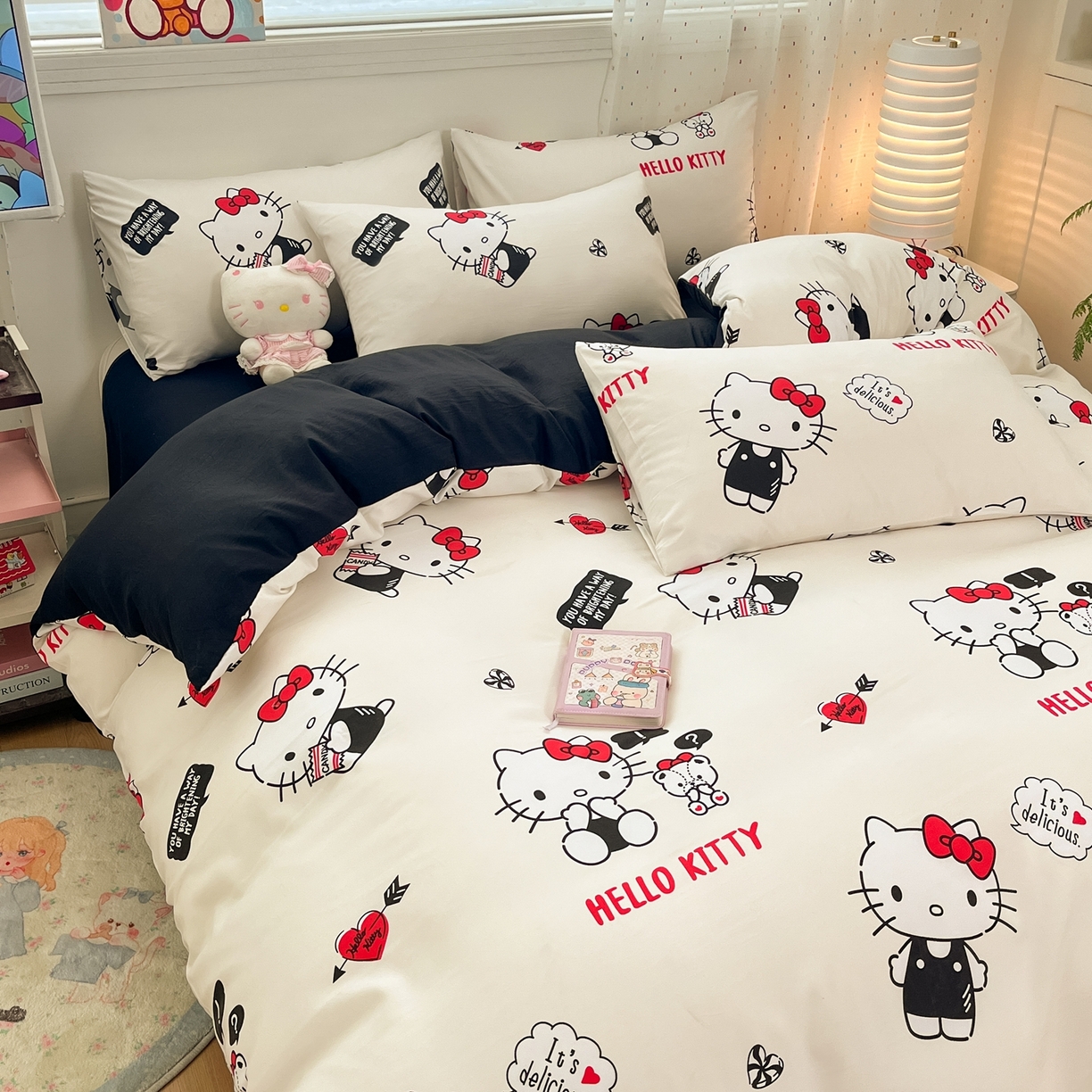 91家纺网 家纺一手货源 找家纺 海岛哥哥 2025学生季新款超柔云朵棉正版三丽鸥四件套第二批-大床图 三丽鸥-kt与小熊