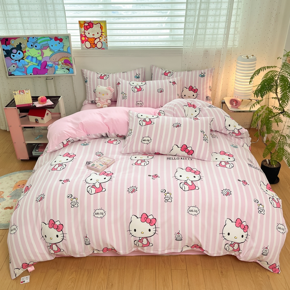 91家纺网 家纺一手货源 找家纺 海岛哥哥 2025学生季新款超柔云朵棉正版三丽鸥四件套第二批-大床图 三丽鸥-纯真kt