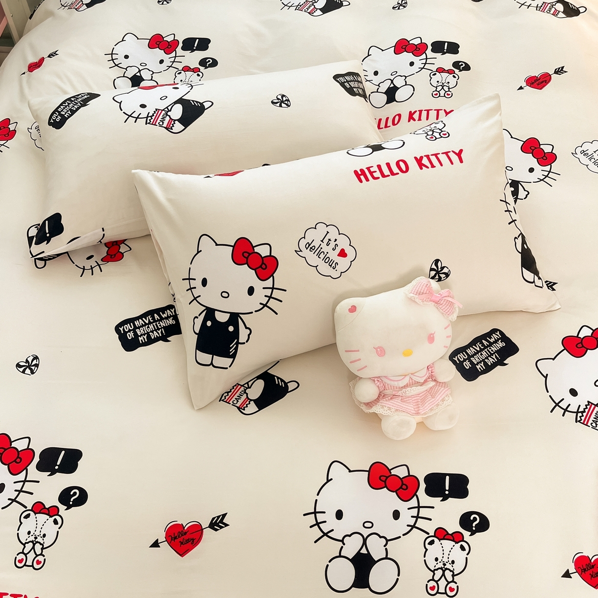 91家纺网 家纺一手货源 找家纺 海岛哥哥 2025学生季新款超柔云朵棉正版三丽鸥四件套第二批-大床图 三丽鸥-kt与小熊