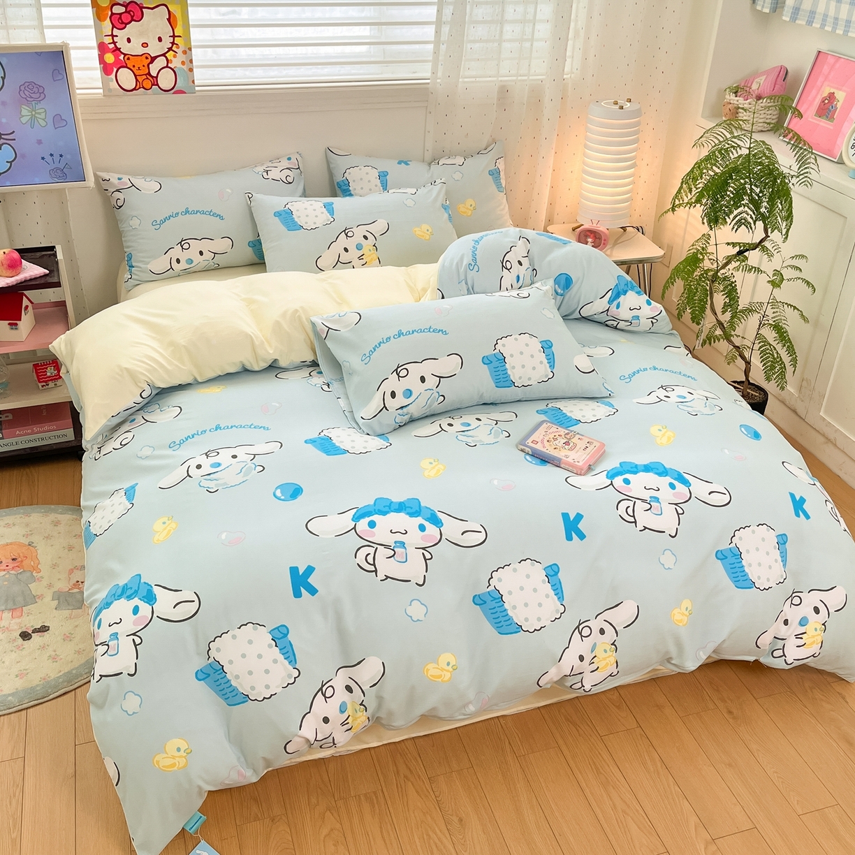 91家纺网 家纺一手货源 找家纺 海岛哥哥 2025学生季新款超柔云朵棉正版三丽鸥四件套第二批-大床图 三丽鸥-泡泡玉桂狗