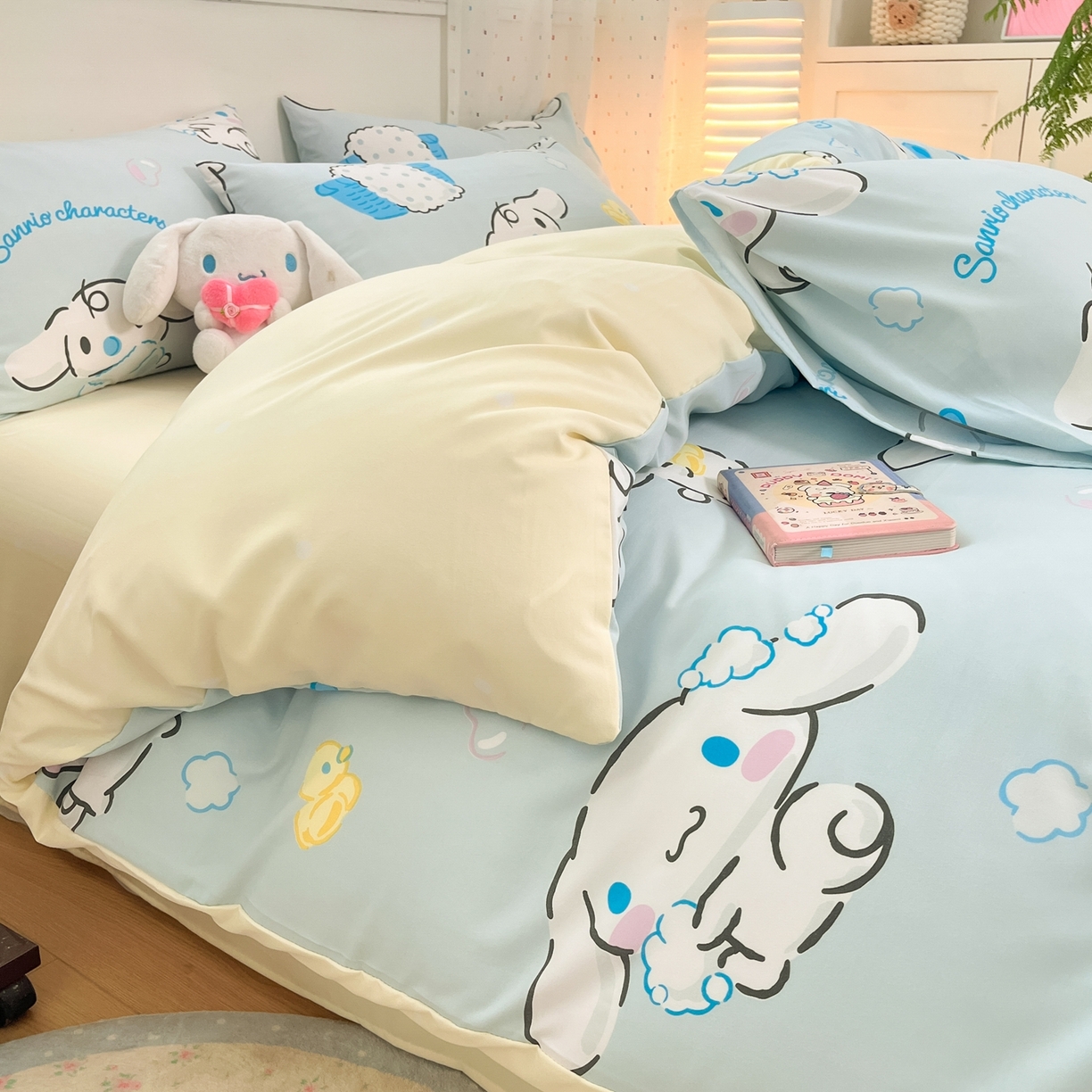 91家纺网 家纺一手货源 找家纺 海岛哥哥 2025学生季新款超柔云朵棉正版三丽鸥四件套第二批-大床图 三丽鸥-泡泡玉桂狗