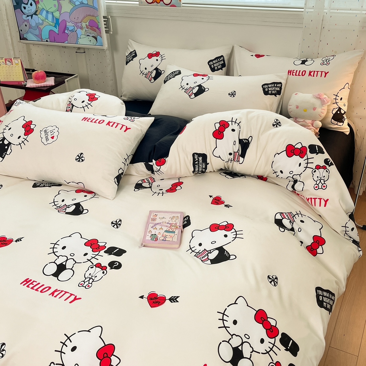 91家纺网 家纺一手货源 找家纺 海岛哥哥 2025学生季新款超柔云朵棉正版三丽鸥四件套第二批-大床图 三丽鸥-kt与小熊